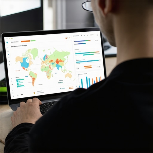 Person analyzing local SEO data on a laptop for map ranking improvement.