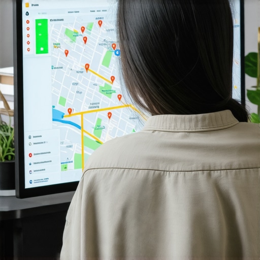 Person working on local business map optimization on a computer