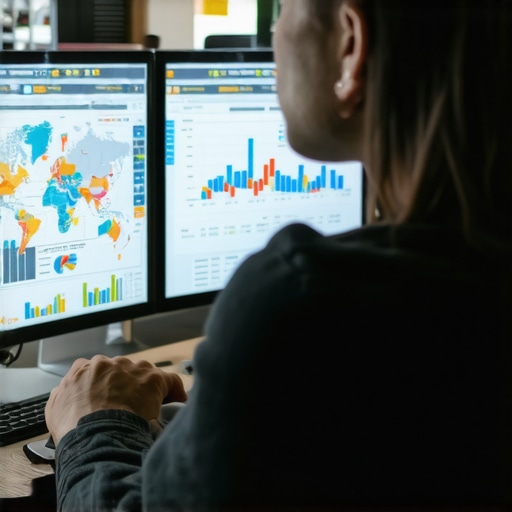 Person reviewing local map rankings and analytics on a computer.