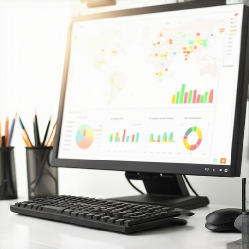 Person reviewing analytics charts and map data on a computer to maintain local SEO rankings.