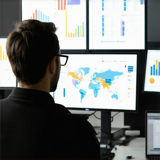 A professional reviewing SEO data dashboards for local map rankings