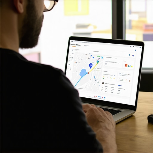 Business owner working on Google My Business optimization on laptop.