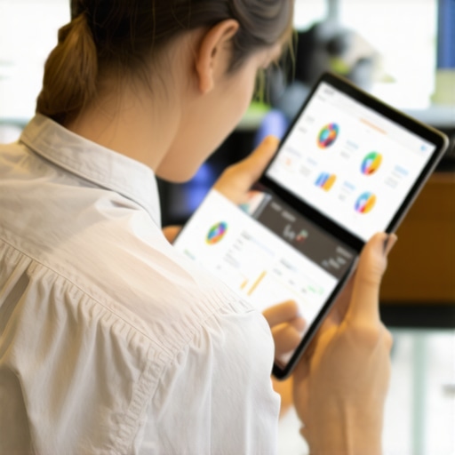 Business owner reviewing local SEO performance on tablet.