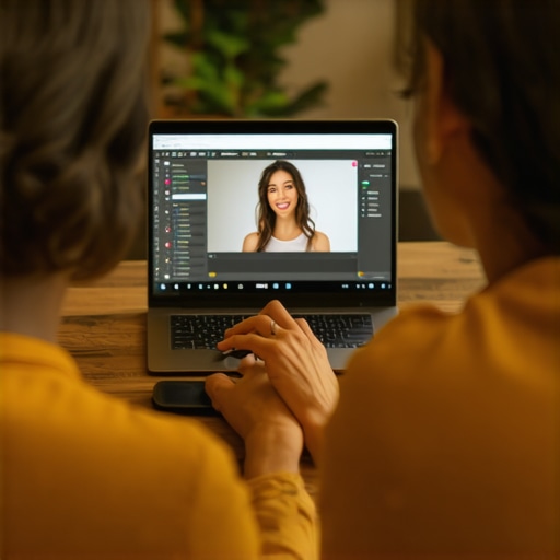 Business owner filming a promotional video for Google My Business profile with engaged customers nearby.