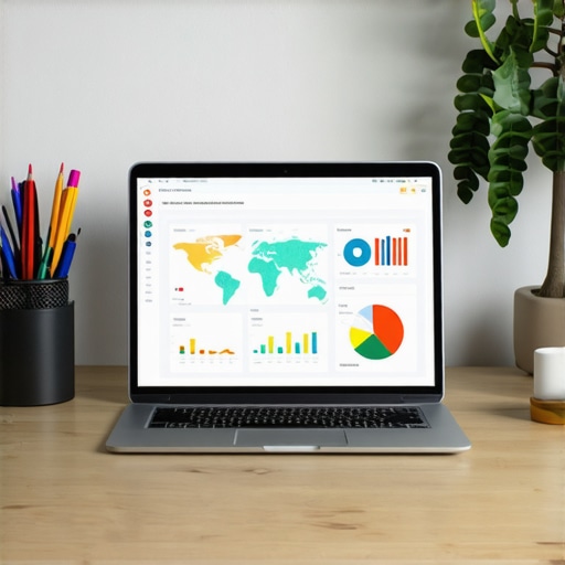 Workspace with SEO tools monitoring local map rankings.
