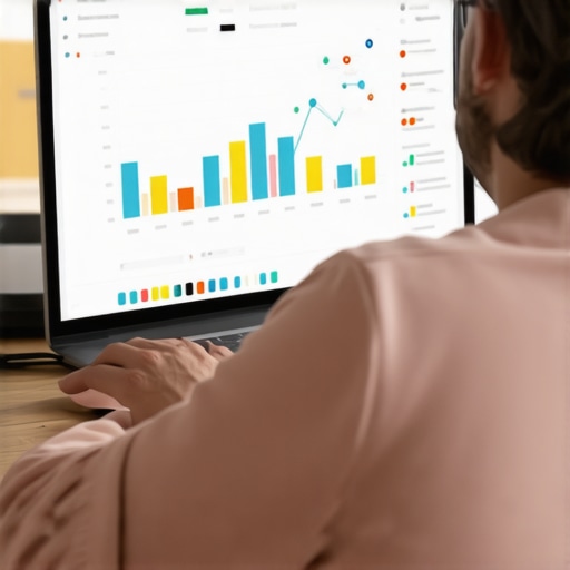 Person analyzing local SEO metrics on computer with SEO dashboards