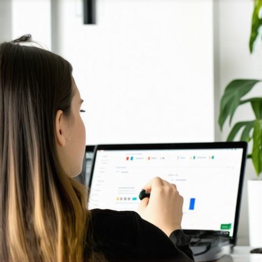 Business owner editing Google My Business profile on a laptop.