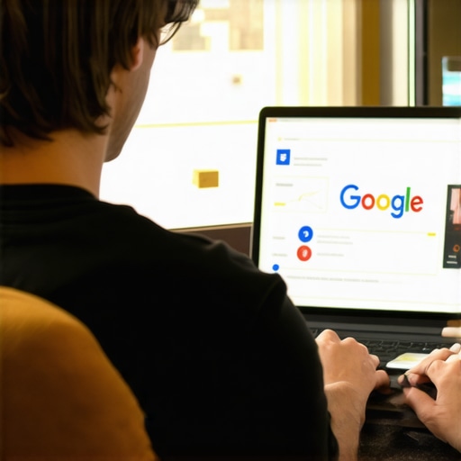 Person updating business profile on Google My Business on laptop