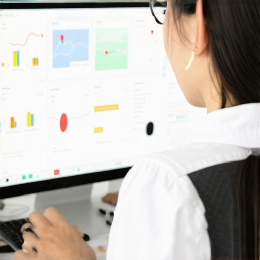 Person analyzing local SEO data on a computer to maintain map rankings.