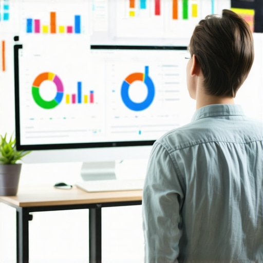 A business owner reviewing local SEO performance with various SEO tools on a monitor.