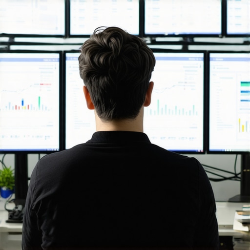 Person reviewing local map ranking data on multiple screens