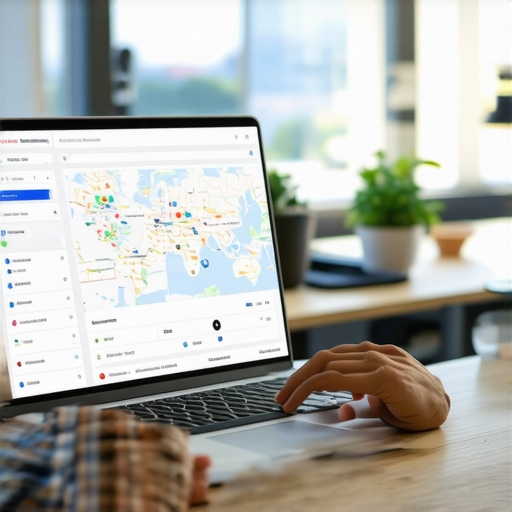 Person analyzing local map ranking data on a laptop