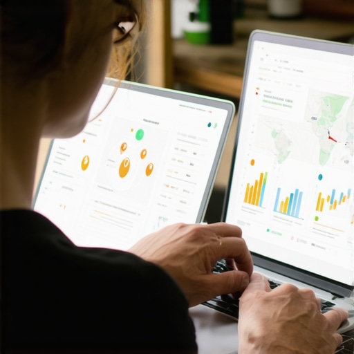 Person analyzing local business map ranking data on a computer