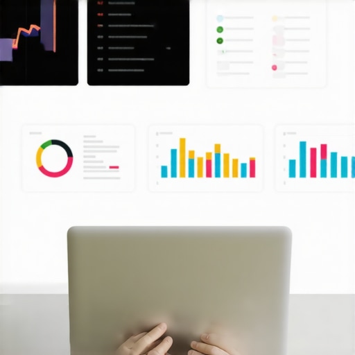 Person analyzing local SEO data on a bright digital dashboard with ranking metrics