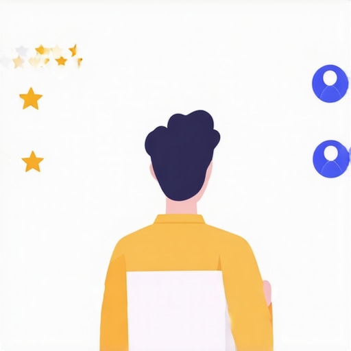 Person working on enhancing a Google My Business profile with icons of reviews, photos, and citations.