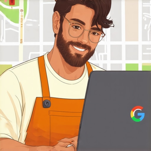 Optimizing GMB Profile for Local Maps Business owner updating Google My Business profile on a laptop