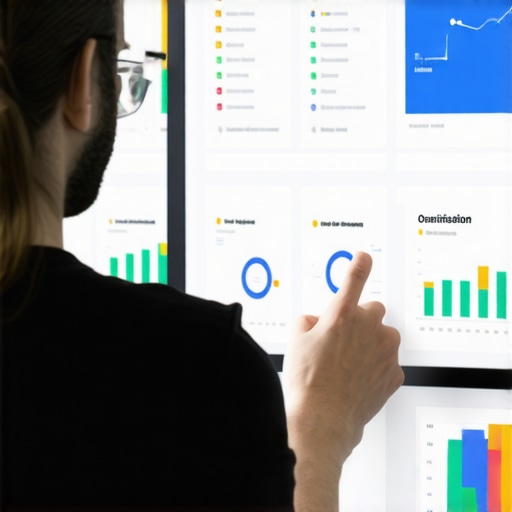 Optimizing Google My Business Profile Person analyzing local map ranking data on Google My Business dashboard.