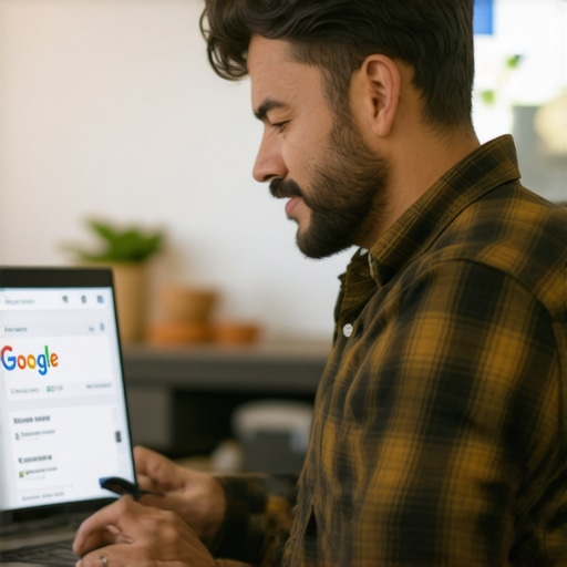 Business owner editing Google My Business profile on a computer.