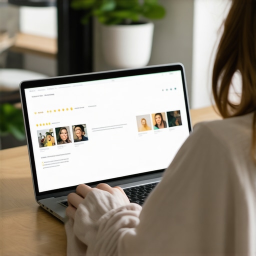 Person replying to Google reviews on a laptop, optimizing local SEO